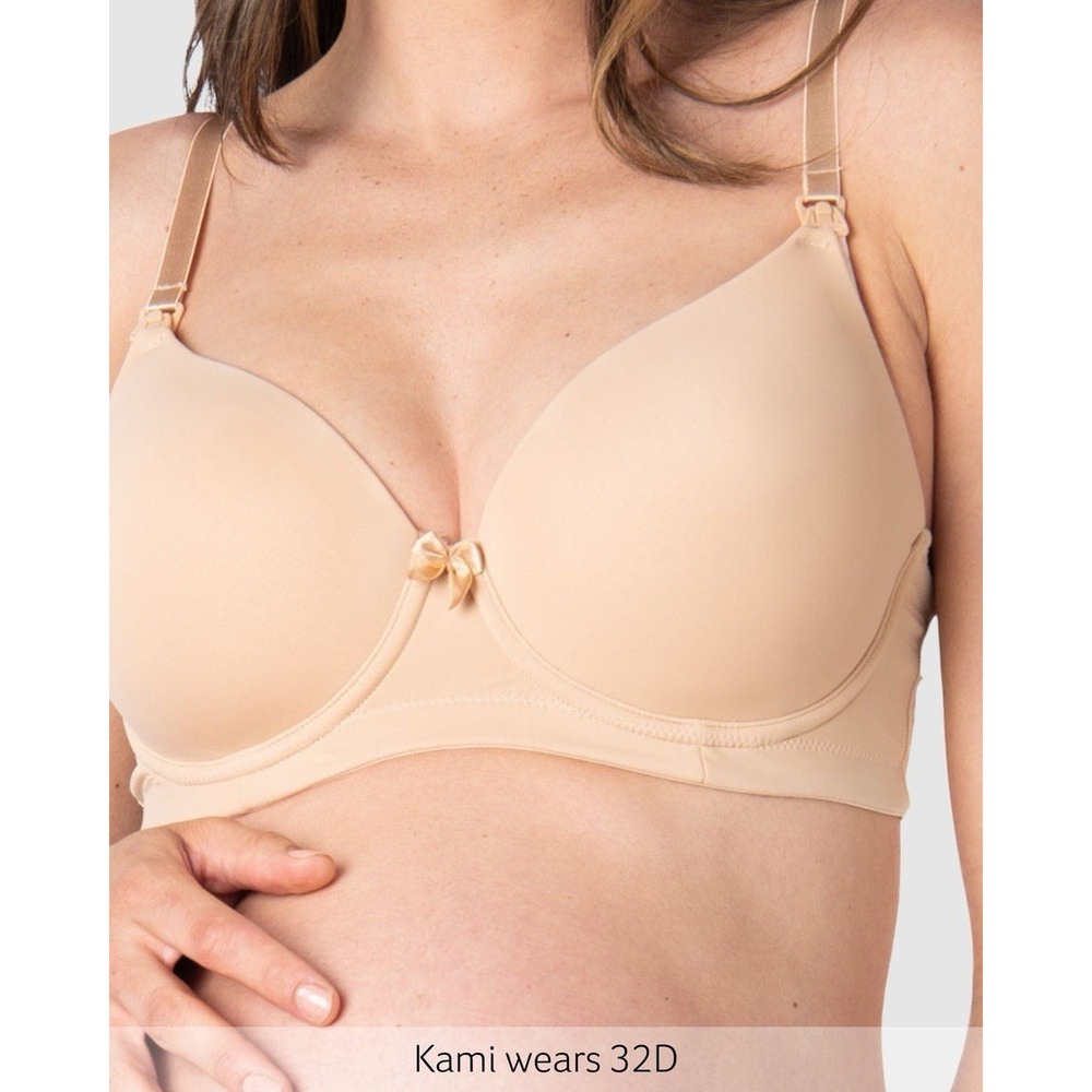 Hotmilk 38F Forever Yours T-Shirt Nursing Bra Underwire Strong Support Nude Tan